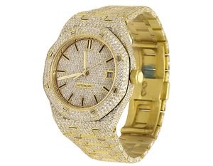 Reloj de pulsera de tono dorado amarillo VVS con esfera tachonada de diamantes Iced Out/Bling de alta calidad para reloj de diamantes Trendsetters - Product Image 4