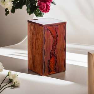 Handcrafted Rosewood Urn <b>Box</b> With Stunning Red Resin Inlay Memorial Keepsake Cremation <b>Ashes</b> Funeral Remembrance Unique Gift - Product Image 2