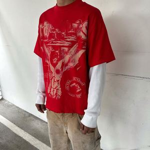 New Arrival Heavyweight Cotton Long Sleeve Tshirt Screen Print Double Layer T shirt For Men Double Layer Longsleeves Shirt - Product Image 3