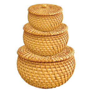 Cesta de mimbre de almacenamiento ecológico con tapa ideal para organizar suministros de artesanía - Product Image 1