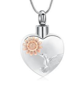 Collares de urna de corazón de Metal para cenizas, recuerdo, urna conmemorativa, joyería de cremación, colgante de ceniza para mujeres, hombres, amor, un tamaño personalizado - Product Image 1