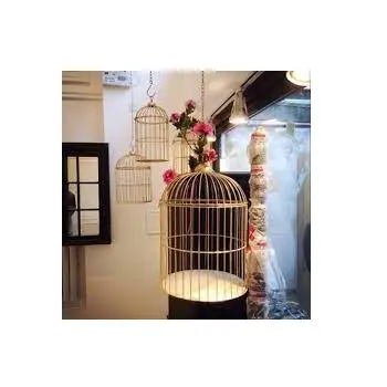 Gaiolas de metal de pendurar da qualidade, durável, disponível em forma personalizada e tamanho indiana artesanal, gaiolas de pássaro decorativo para venda