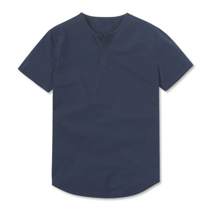 Top Selling Buttery Soft Pacific Blue Henley Shirt 62% Poliéster, 33% Algodón, 5% Spandex, Signature Fit, Curve-Hem - Product Image 4