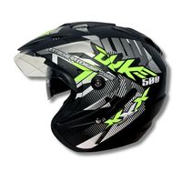 Casque de moto ABS à face ouverte jaune mat JP7 de haute qualité, neuf |   Double visière certifiée SNI BXP avec doublure en mousse