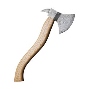 Hacha Tomahawk de Acero de Damasco Hecha a Mano, Personalizada, Forjada a Mano, para Campamento al Aire Libre, con Mango de Madera de Fresno y Funda - Product Image 1