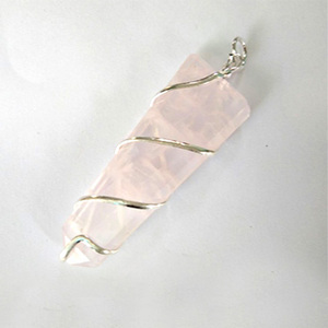 Colgante de piedras preciosas de cuarzo rosa, collar de ágata - Product Image 1