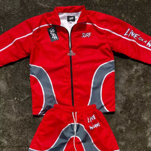 Chándal informal de verano con Cremallera de nailon transpirable para hombre con logotipo personalizado OEM, chaqueta cortavientos, pantalones, conjunto de chándal impreso por sublimación - Product Image 1