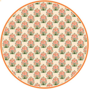 Pretty Peachy-Mantel de lino floral Diseño rectangular sin arrugas para comedores Salas de estar Oficinas Muestra gratis disponible - Product Image 1