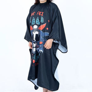 Silicona cuello impreso poliéster corte de pelo salón peluquero capas Nylon peluquería capas - Product Image 3