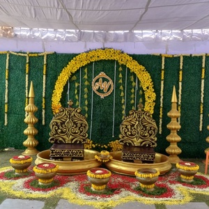 Grande taille fibre Urli configuration pour Haldi cérémonie meilleur Design Antique doré sculpté à la main Durable Urli fonctions de mariage décoration UK - Product Image 5