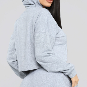 Servicio OEM, MOQ Bajo, Tops Cortos con Capucha para Mujer, Transpirables, Estampados, con Logotipo Personalizado, 100% Algodón, Ropa Urbana - Product Image 5