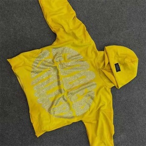 Sudadera con capucha para hombre bordada de gran tamaño unisex, ropa con logotipo personalizado, ropa de calle de peso pesado de fabricantes, detalle de diamantes de imitación - Product Image 4