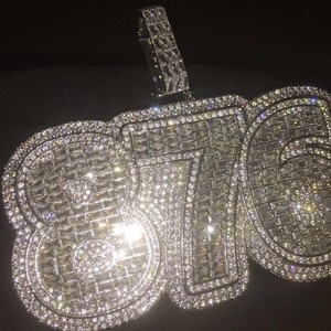 Nombre personalizado VVS Moissanite Diamond Baguette Cut Pendant & Charm Chapado en oro blanco IG Certified Iced Hip Hop Style Hombres Mujeres - Product Image 4