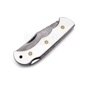 Couteau de chasse damas forgé à la main couteau de poche pliant damas pour camping en plein air meilleure vente - Product Image 6