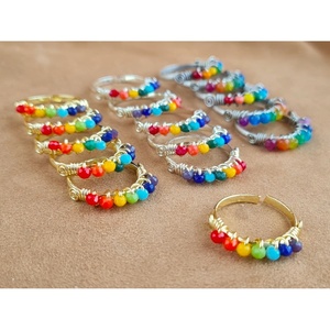 Vibrant Beaded Fashion <b>Rings</b> Gold and Silver Plated for Resale - Product Image 3