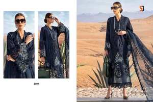 Venta al por mayor de trajes de algodón para mujeres paquistaníes Salwar Kameez Collection Lawn con organza y cuadros Munga con bordado en dupatta - Product Image 5