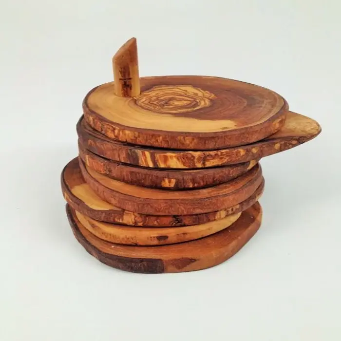 Hot Selling Wooden Coaster Round Shape With Wooden Coaster Holder Tabletop Decorative Item Wood Coaster At Cheap Price