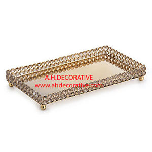 Assiette en cristal en forme de feuille Restaurant & Hôtels Salade Servant en forme de feuille de diamant perlé Assiette de service pour pièce maîtresse - Product Image 4