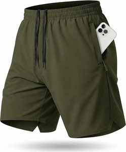 Men's Solid Olive Green Polyester/Cotton Canvas Quick Dry Drawstring <b>Shorts</b> Side Pockets Casual Workout Wear High Street Style - Product Image 1