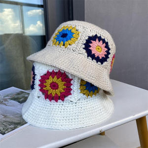 Crochet Unisex Elegant Floral Cotton <b>Sunscreen</b> Hand-Knitted Autumn Winter Warm Bucket Hat Character Stylish Casual - Product Image 4