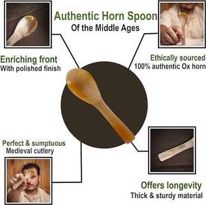 <b>Gold</b> Color Horn Handle Head Flatware Tabletop Dinnerware Salad <b>Cutlery</b> Set Kitchenware Handmade Superior Quality Set Of 4 Pcs - Product Image 2