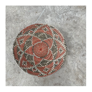 Ecológico Vietnam Seagrass Plate Cesta hecha a mano Colgante de pared-Rústico Seagrass Plate con acento de mimbre de ratán de Bambú - Product Image 4