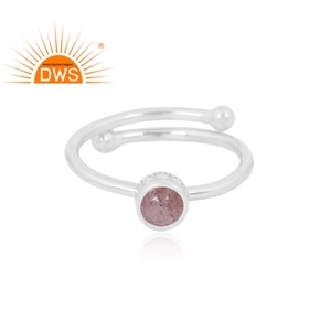 Anillo de piedras preciosas de cuarzo de fresa natural de Plata de Ley 925 de última venta fabricante de joyas - Product Image 3