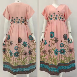 Nouveau matériel Cool Chibi robe pour les mères allaitantes genou longueur Style quotidien col en v avant bouton taille élastique doux conception Simple - Product Image 3