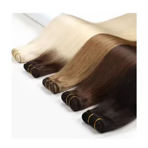 Venta al por mayor paquetes de pelo crudo 100% Remy máquina trama extensiones de cabello humano