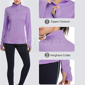 Vente directe d'usine Chemise à demi fermeture éclair pour femmes Chemise à demi fermeture éclair pour femmes de taille plus légère à vendre - Product Image 4