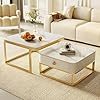 Tables d'appoint élégantes à cadre métallique, 2 pièces, pour salon, chambre à coucher ou appartements (blanc et or) - Product Image 2