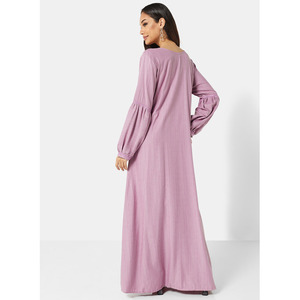 CLASSY LONG IMPRIMÉ ET BRODERIE AVEC MANCHES COMPLÈTES DESIGN ARABE KAFTAN JALABIYA ROBE - Product Image 4