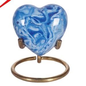 Urnas de recuerdo en forma de corazón de metal azul de aspecto increíble para suministros funerarios - Product Image 4