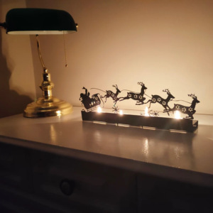 Soporte de luz de té de Metal de alta calidad, 3 luces de té, Santa el trineo con diseño de renos, portavelas - Product Image 3