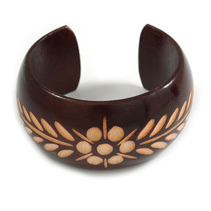 Nouveau bracelet manchette en bois sculpté motif floral ethnique élégant vintage de qualité supérieure unisexe bijoux de mariage pour femme - Product Image 5