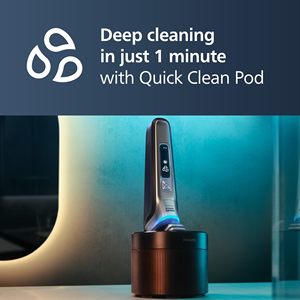 Afeitadora Eléctrica Húmeda/Seca con Sistema de Afeitado Rotatorio, Recortador de Triple Cuchilla Extraíble, Limpieza Automática, Base de Carga y Estuche de Viaje - Product Image 3