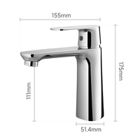 Robinet de lavabo en laiton chromé poli au design moderne ARROW, mitigeur monocommande monotrou pour salle de bain, eau chaude/froide