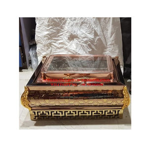 Hammered Copper Finish Round Chafing Dish With <b>Roll</b> Top Lid And Stainless Steel Stand For Hotel Buffet Catering And Events - Product Image 5