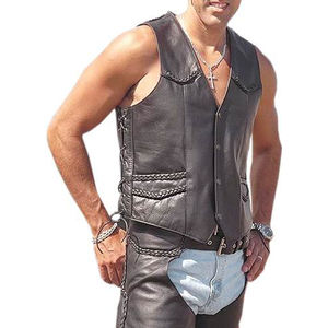 Gilet mode en cuir véritable homme - Product Image 1