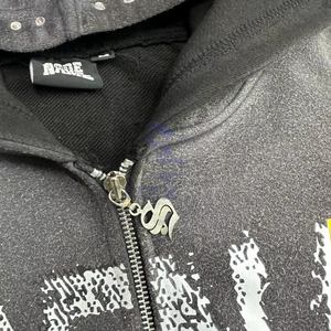 Sudaderas con capucha de diamantes de imitación a precio de fábrica al por mayor para hombre, sudadera con cremallera transpirable y elegante de color personalizado para ropa de calle - Product Image 4