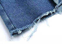 Shorts de Mezclilla Azul Hechos en Pakistán de Alta Calidad Personalizados para Mujer, Estilo Vintage Lavado Medio, Cierre de Cremallera Trasero con Botón, 2 Bolsillos, Estilo Boyfriend Sexy