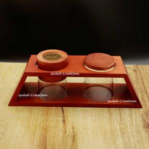 Ensemble de plateau de brûleur Bakhoor en bois Madkhan arabe traditionnel avec plateau décoratif pour encens, Oud, rituels de parfum d'intérieur - Product Image 3