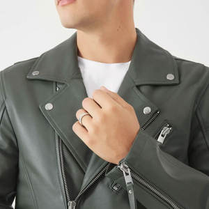 Veste en cuir de vachette vintage pour homme, taille plus, avec col montant, logo personnalisé sur le devant, écologique, haute qualité - Product Image 5