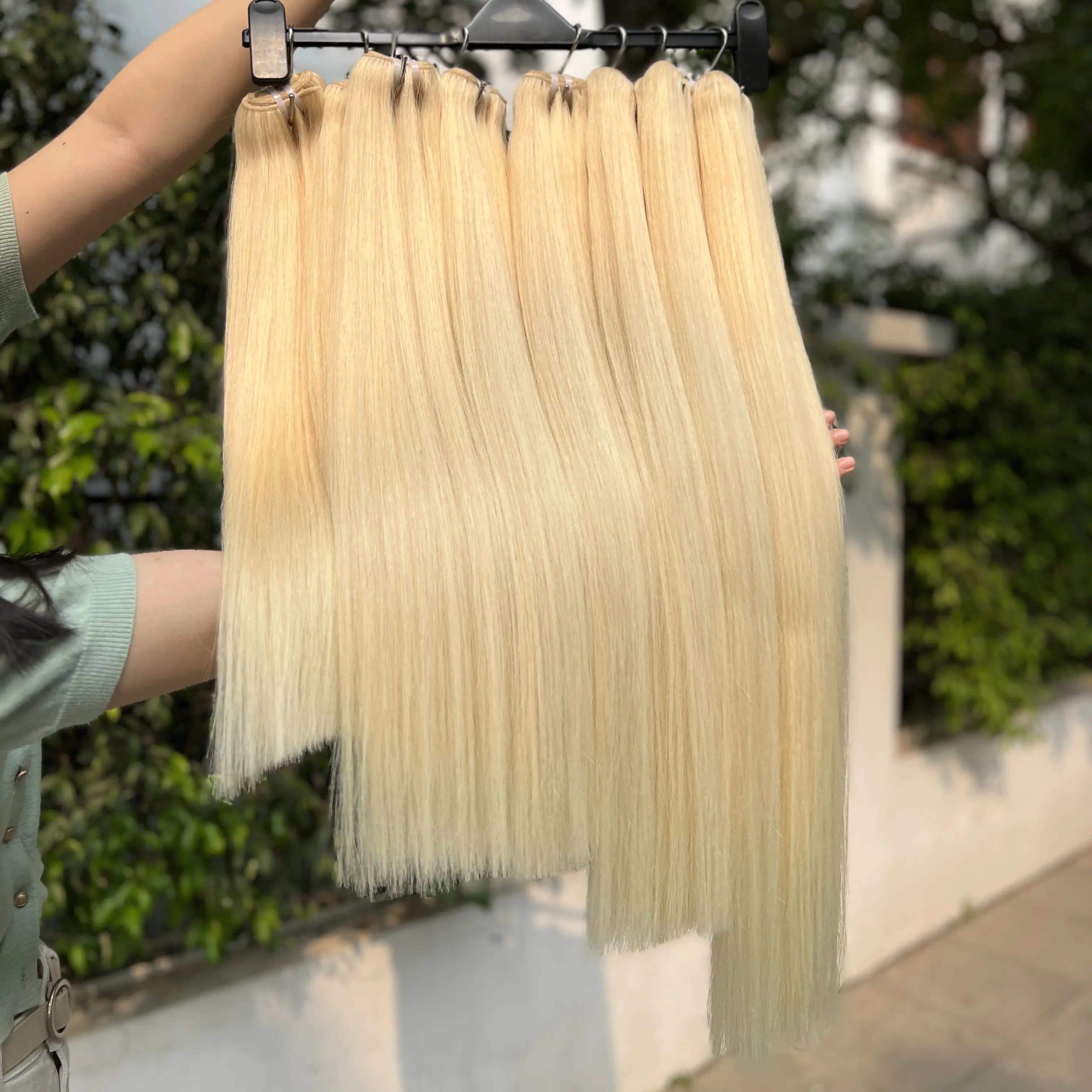 Sarışın tonları kemik düz renkler fabrikadan yüksek kalite vietnam insan saçı uzantıları
