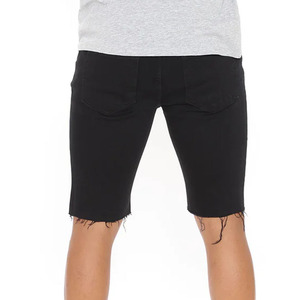 2025 été hommes en détresse jean Shorts coupe régulière respirant Denim solide impression lumière/foncé lavage bouton formel brut ourlet décontracté - Product Image 2