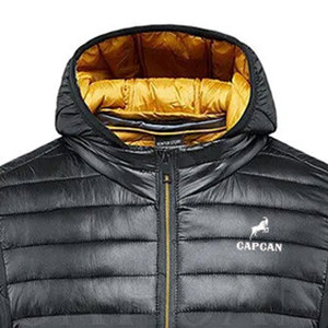 Chaqueta acolchada ultraligera de invierno de alta calidad para hombre, tela de lana larga y cálida con cuello levantado, cierre de cremallera, prendas de vestir informales - Product Image 3