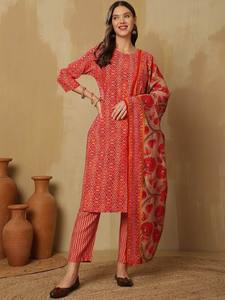 Kurta de seda pura de trabajo de hilo Regular estampado para mujer con pantalones y con Dupatta para mujer producto a granel personalizado - Product Image 6