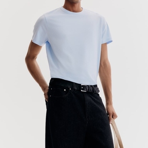 เสื้อยืดสีพื้นหนาผ้าฝ้าย100% ฤดูร้อนคอกลมสำหรับผู้ชายคลาสสิกคุณภาพสูงแนวลำลอง - Product Image 6