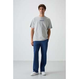 T-shirt Homme Oversize Épais Texturé en Jersey 100% Coton Effet Pierre avec Motif Imprimé - 88372 - Product Image 5