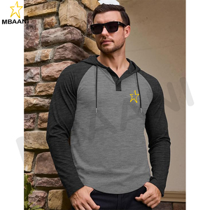 Sweat-shirt à capuche pour homme, manches longues, décontracté, athlétique, mode, pull à capuche avec col contrasté et cordon de serrage - Product Image 3